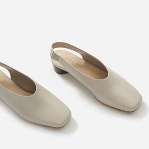 Everlane Square Toe Leather Slingbacks - gray